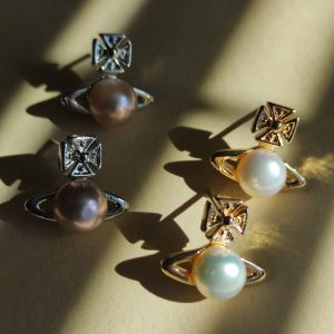 Celestial Pearl Stud Earrings