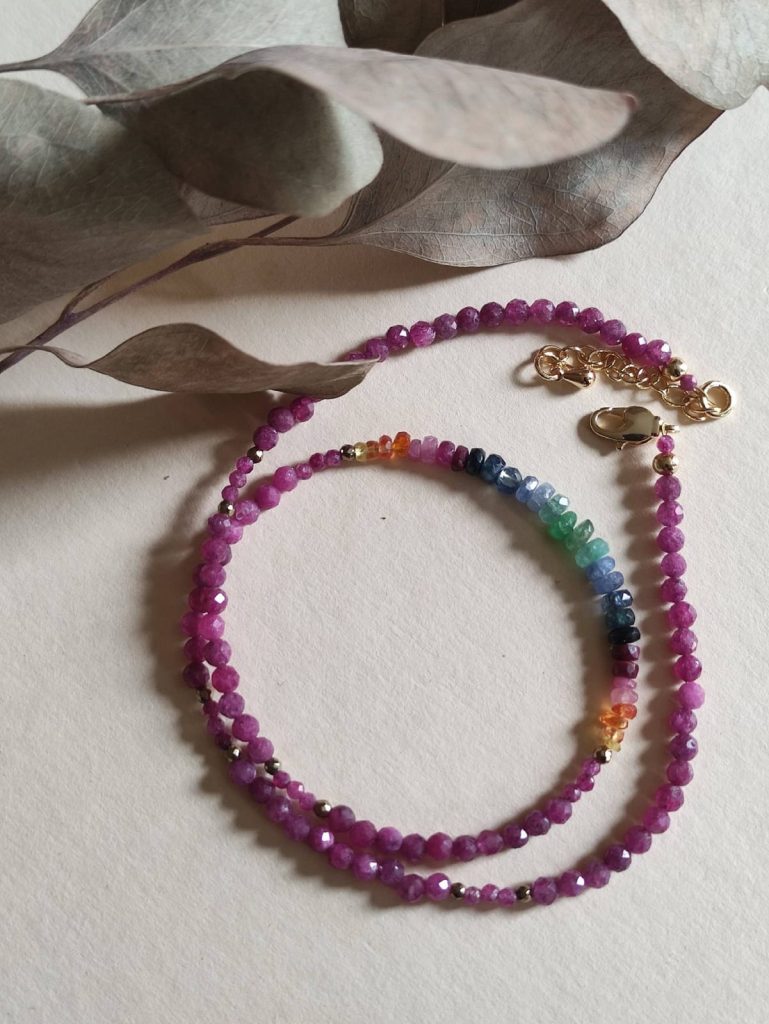Natural Corundum Rainbow Choker