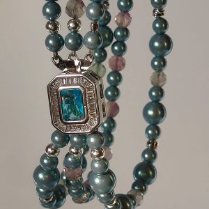 Art Deco Crystal Pearl & Fluorite Necklace