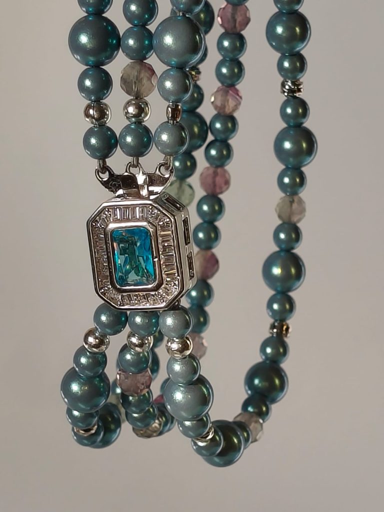 Art Deco Crystal Pearl & Fluorite Necklace