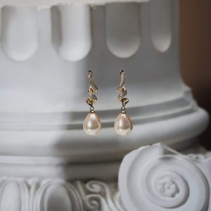 Golden Pearl Teardrop Earrings