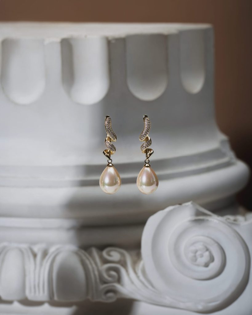 Golden Pearl Teardrop Earrings