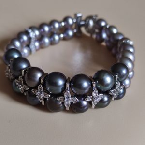 Midnight Pearl Double-Strand Bracelet